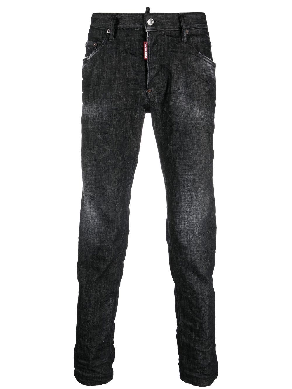 Distressed skinny-cut jeans - Black