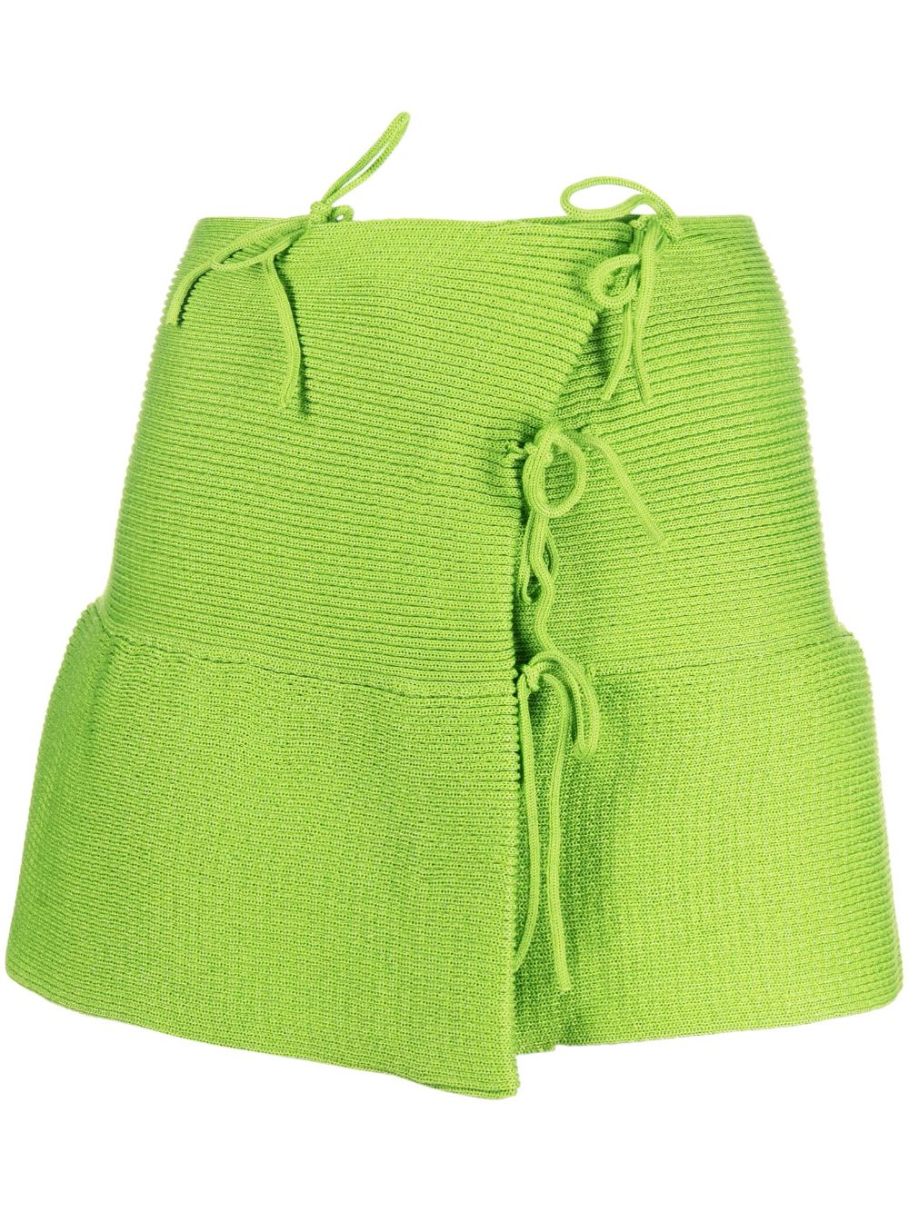 Emma tie-embellished asymmetric miniskirt - Green