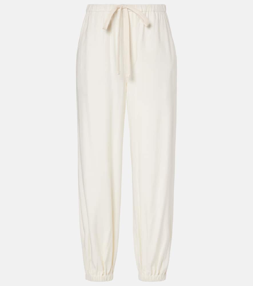 Bubble twill wide-leg pants