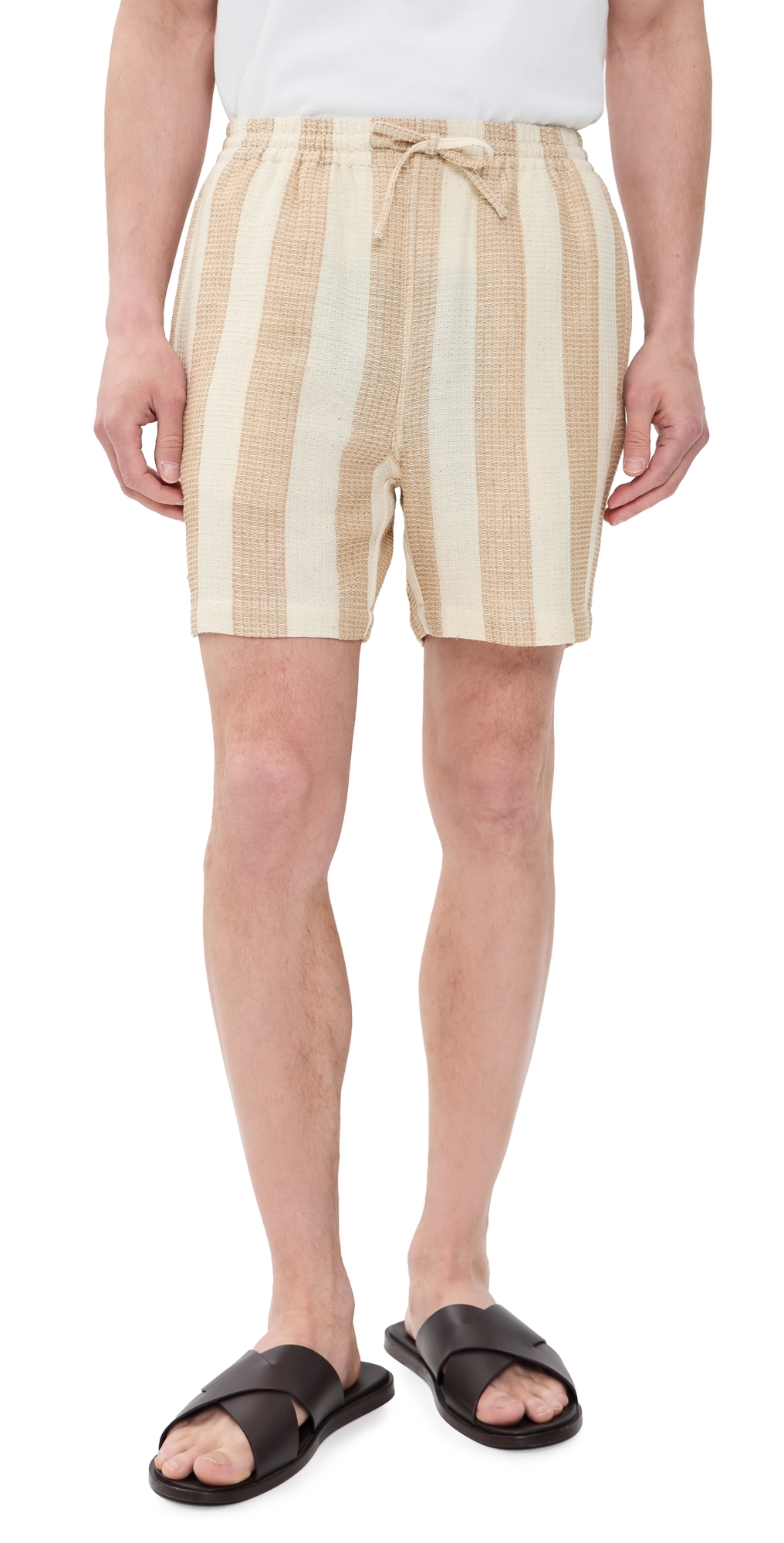 Olbia Handloom Striped Shorts Tan