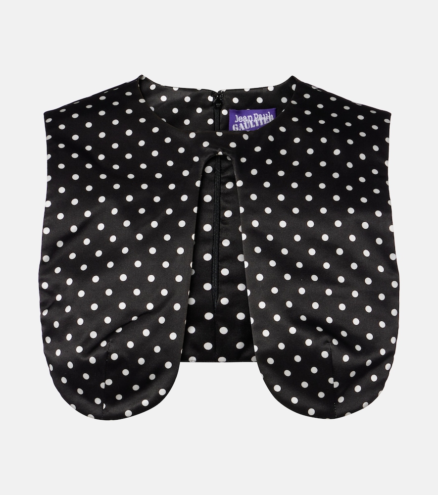 Polka-dot silk crop top