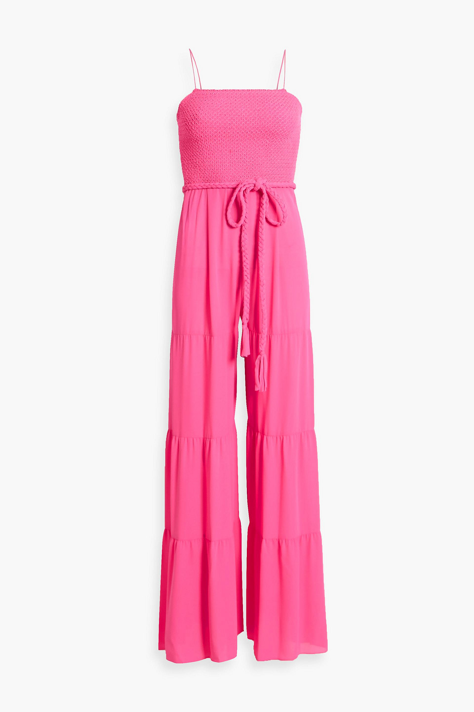 Alice Olivia - Liya smocked crepe wide-leg jumpsuit - Pink - US 10