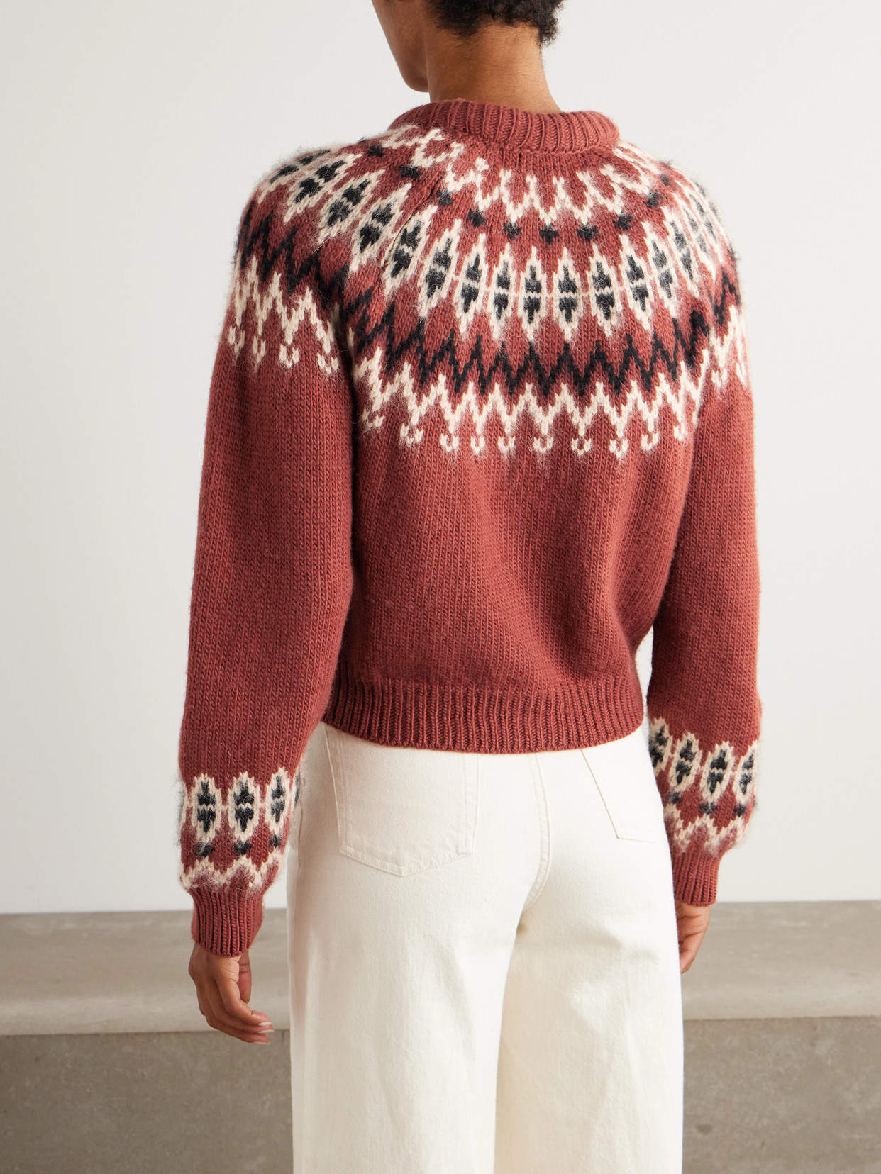 Clarke Fair Isle Wool-blend Cardigan - Burgundy