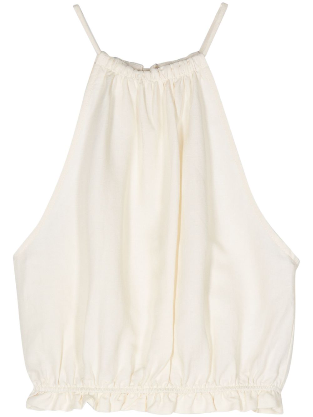 Gathered halterneck crop top - White