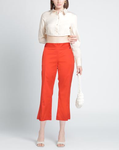 Luckylu Milano Woman Pants Orange Size 8 Cotton, Elastane