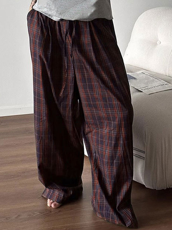 Mens Simple Solid Color Plaid Pant SKUK68201 - Red / S
