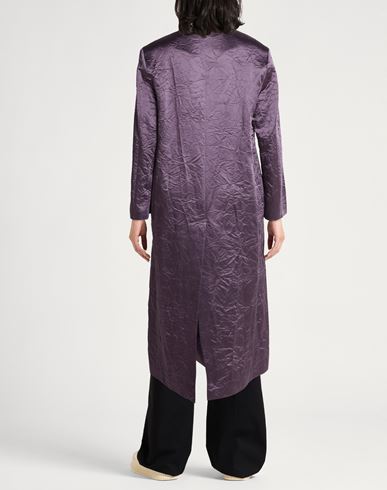 Woman Overcoat & Trench Coat Purple Size 10 Cotton, Acetate