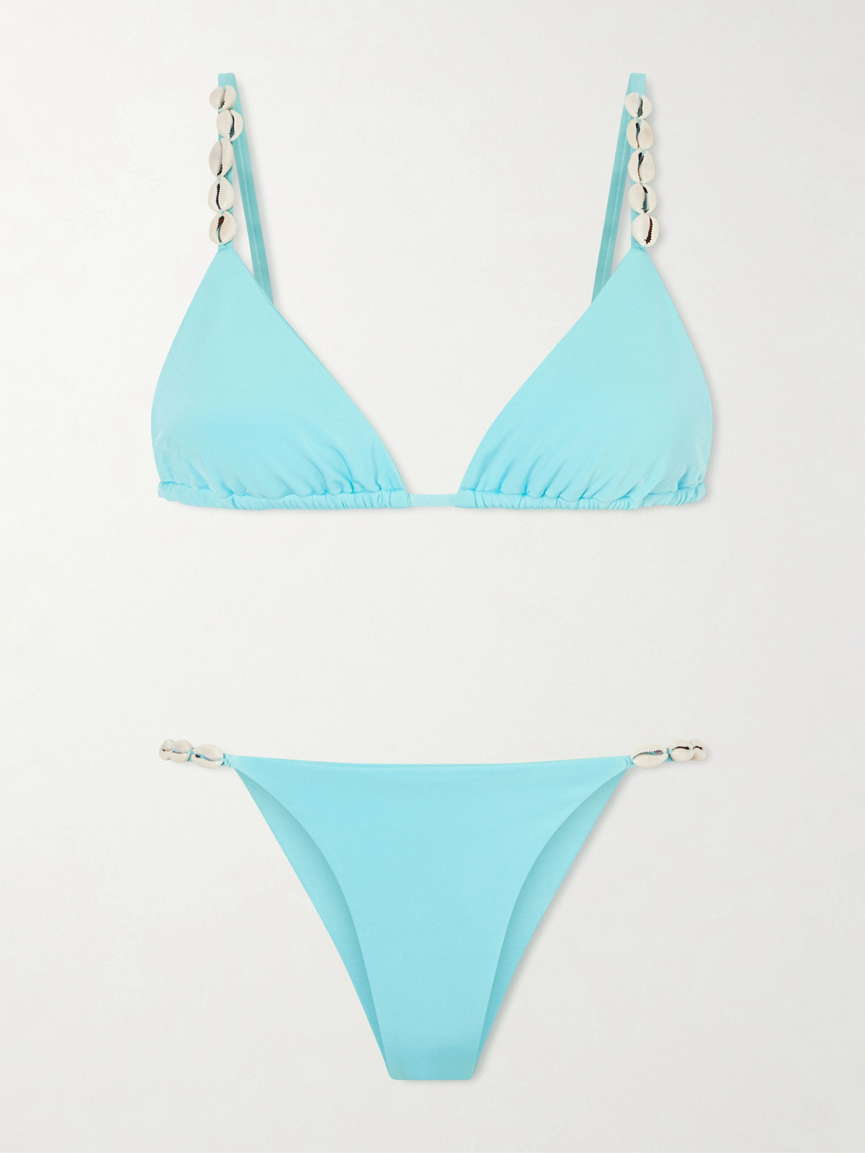 Cowries Embellished Bikini - Blue