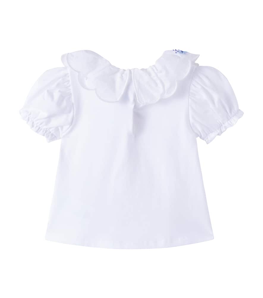 Floral embroidered cotton top