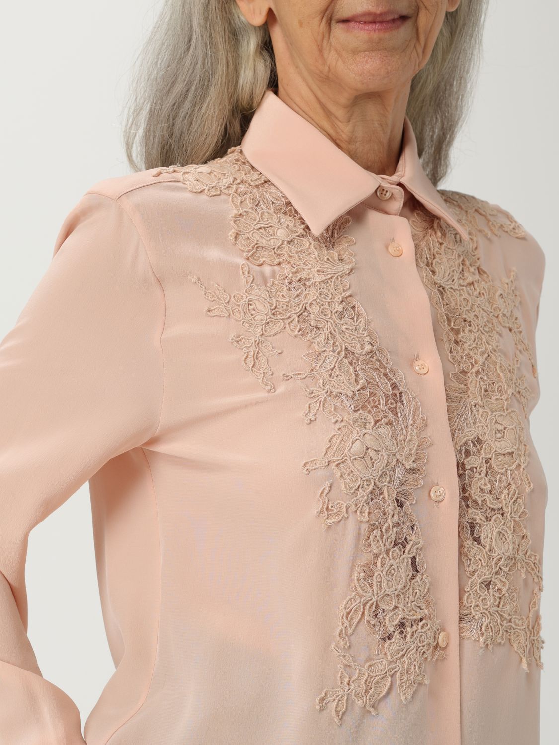 Lace-panel shirt - Pink