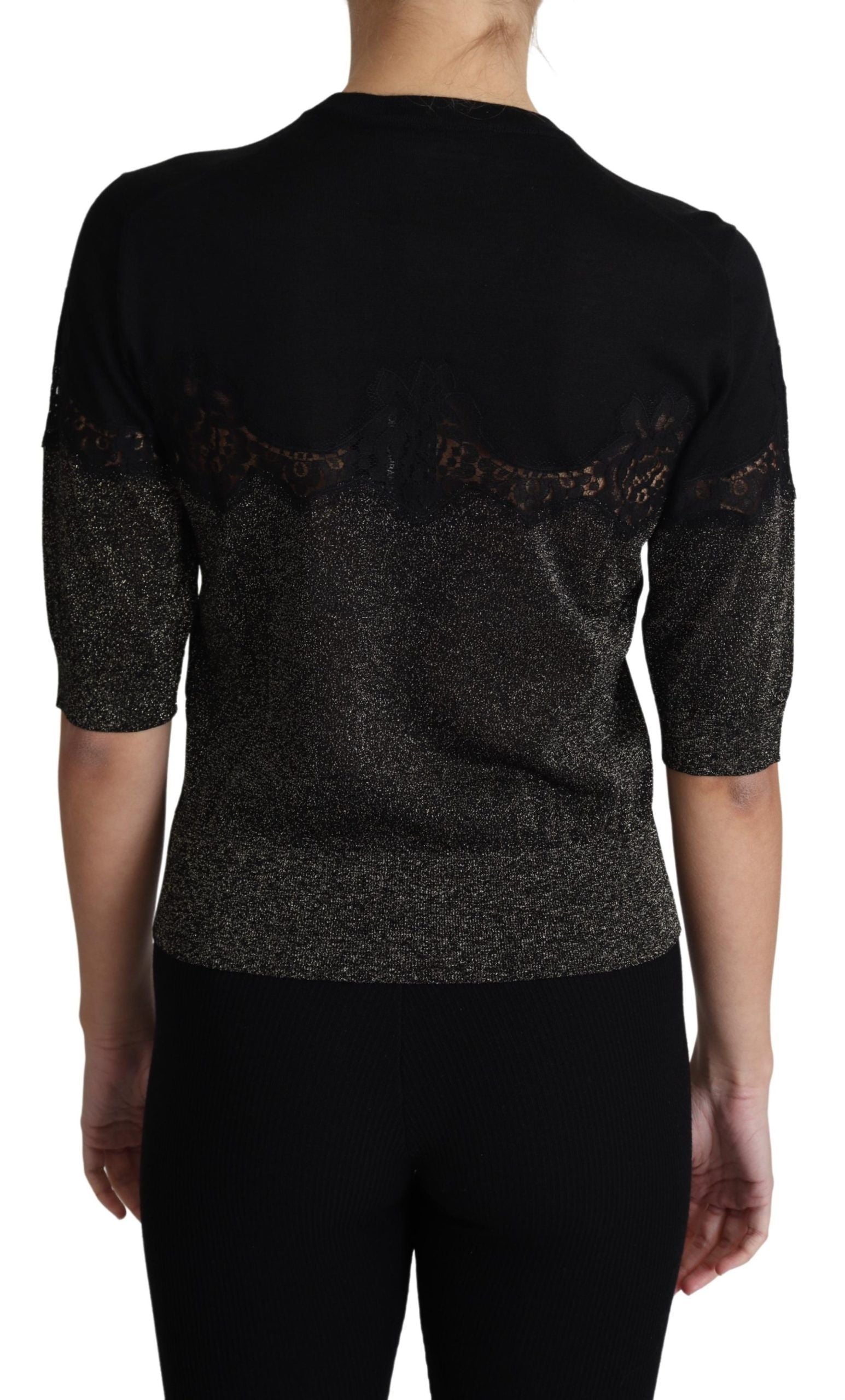 Lurex-Lace Blend Blouse — Black