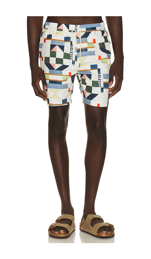Scotch & Soda Printed Mid Length Swim Shorts in Patchwork Infinity. S also in M, L, XL/1X, XXL/2X