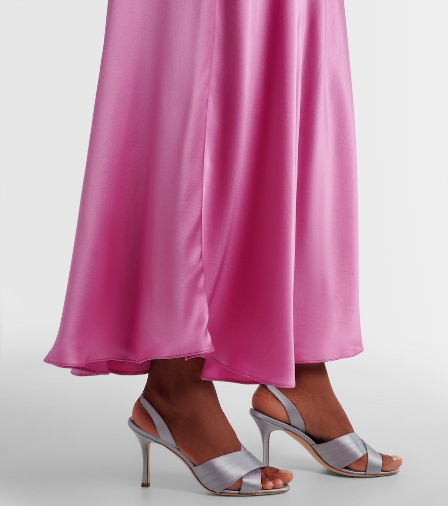 Lace-trimmed silk cocktail dress