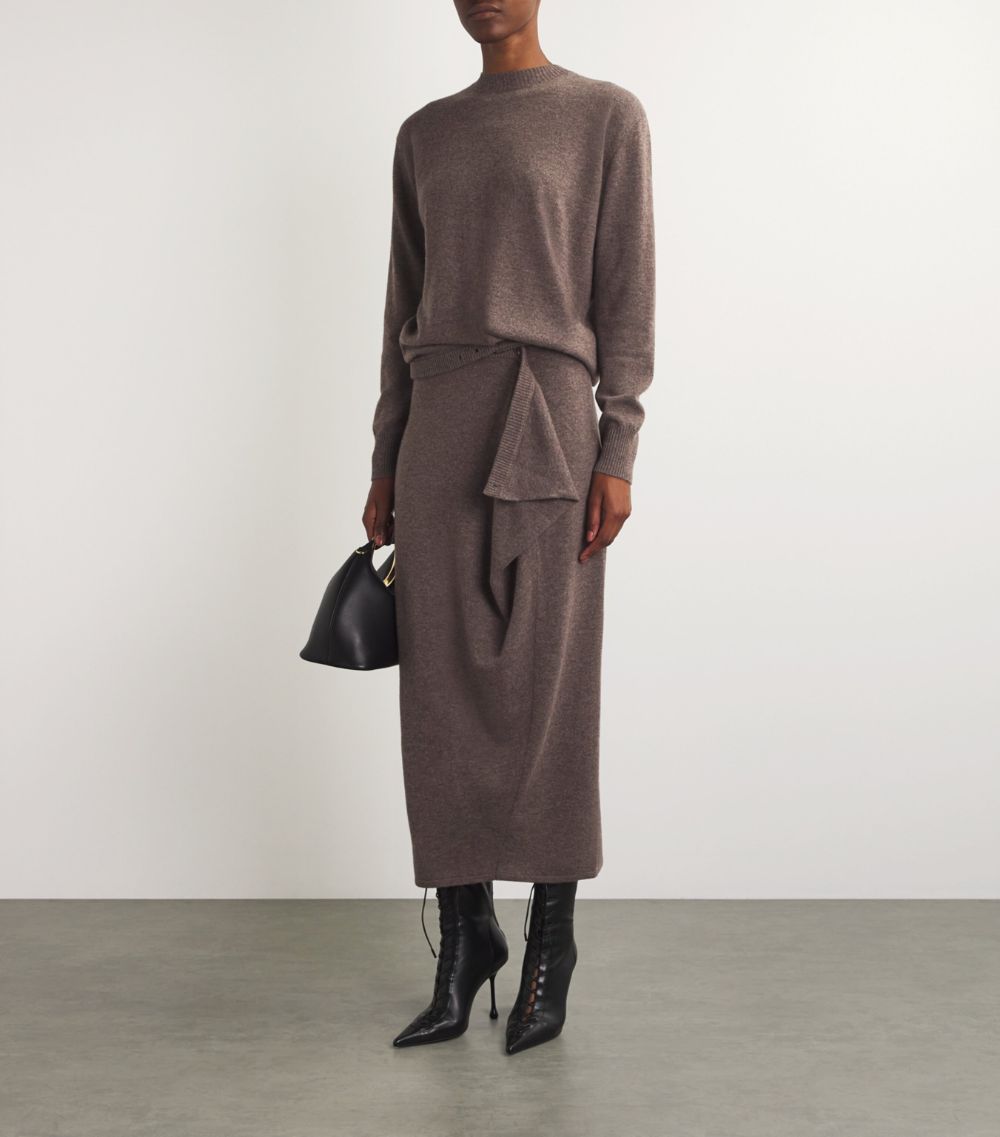 Wool-Cashmere Fasten Maxi Skirt