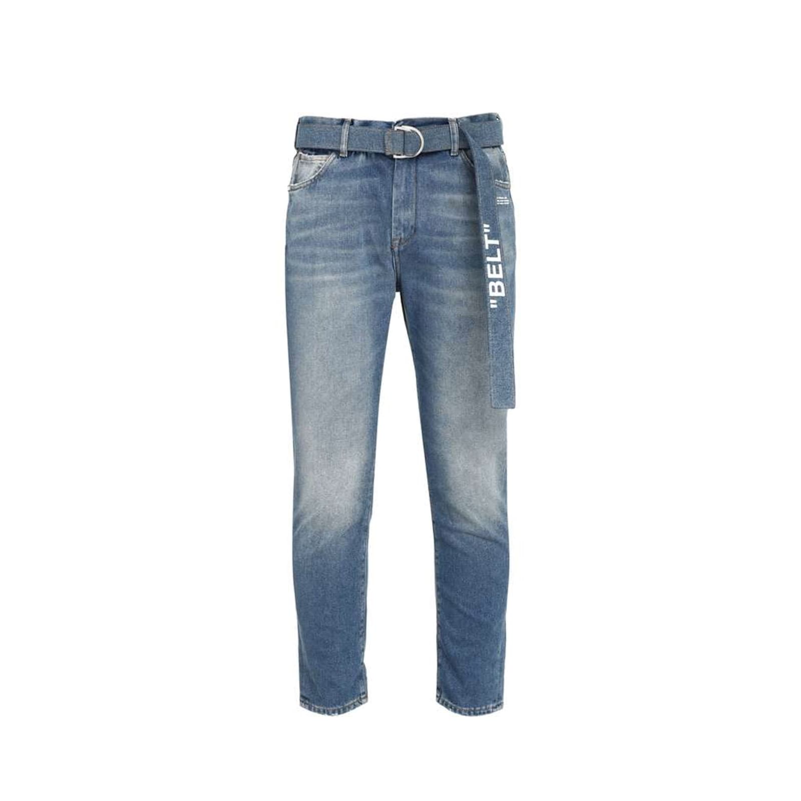 Belted slim-fit jeans - Blue