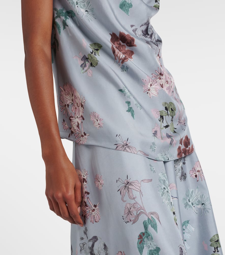 Sleary floral draped silk top