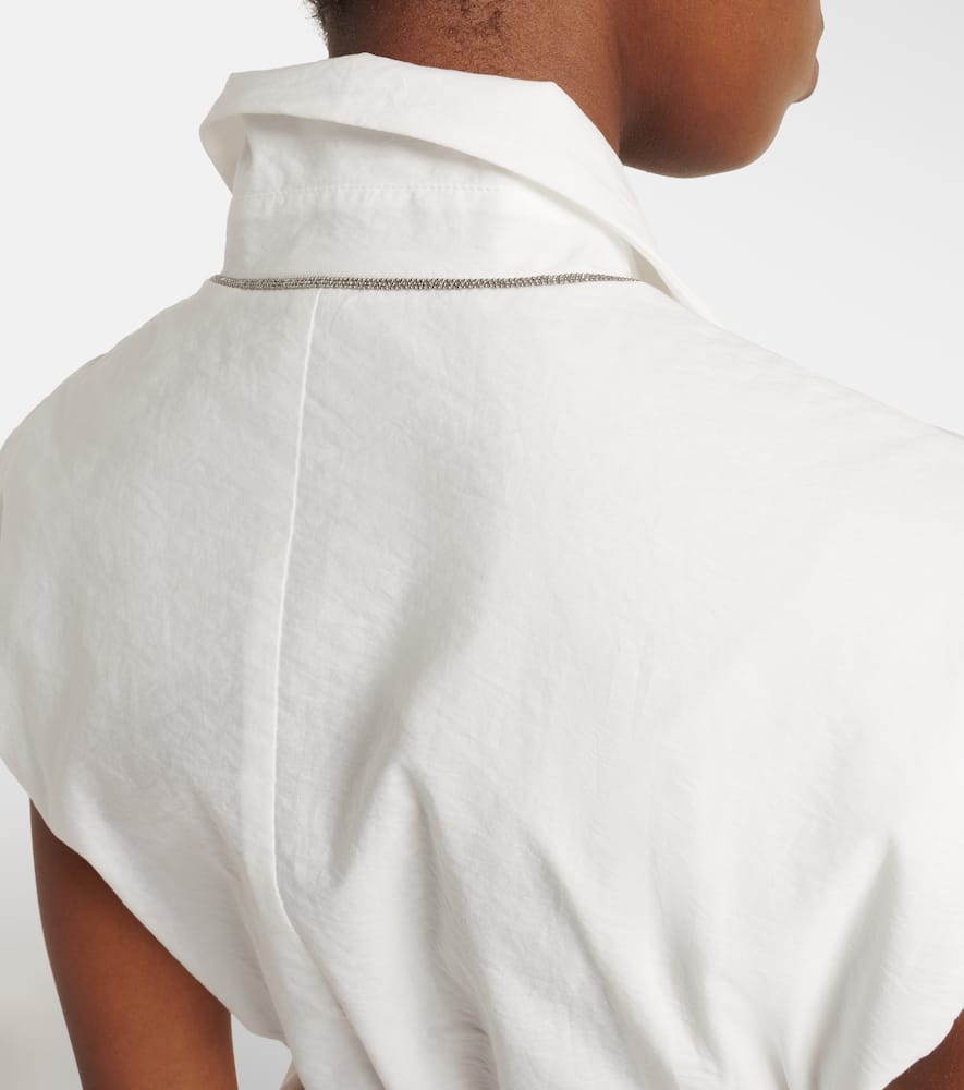 Belted cotton-blend vest