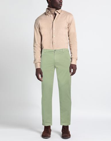 Alessandro Gilles Man Pants Sage green Size 32 Cotton, Elastane