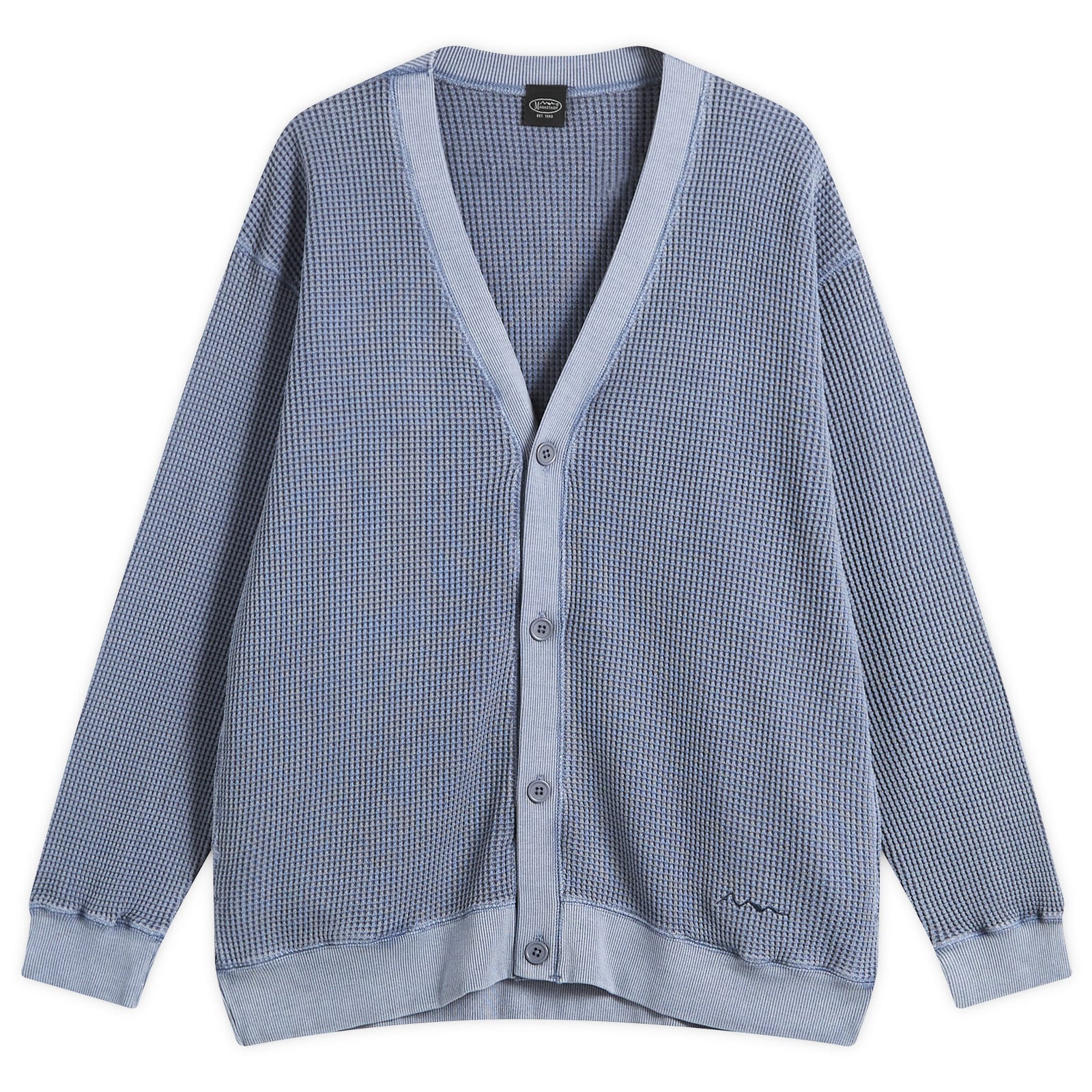 Men's Heavy Snug Thermal Cardigan Blue Grey