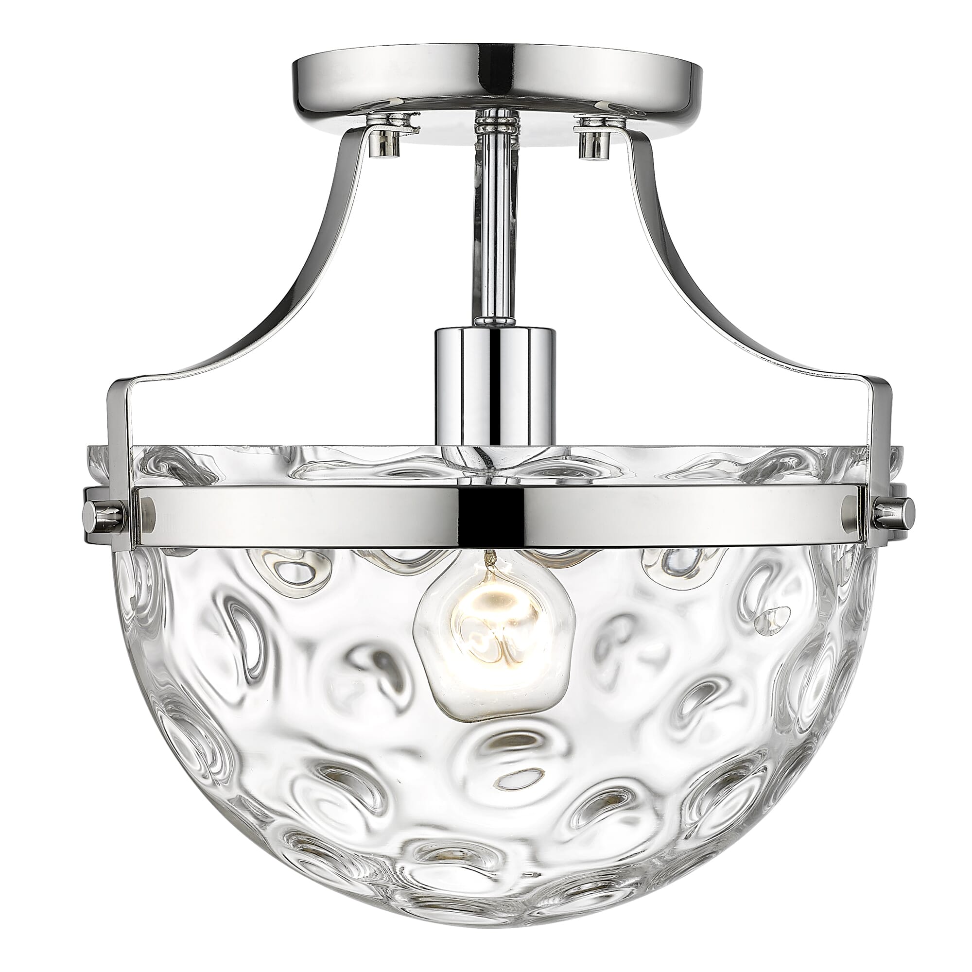 Polished Nickel One Light Semi-Flush Mount from the Quinn Collection