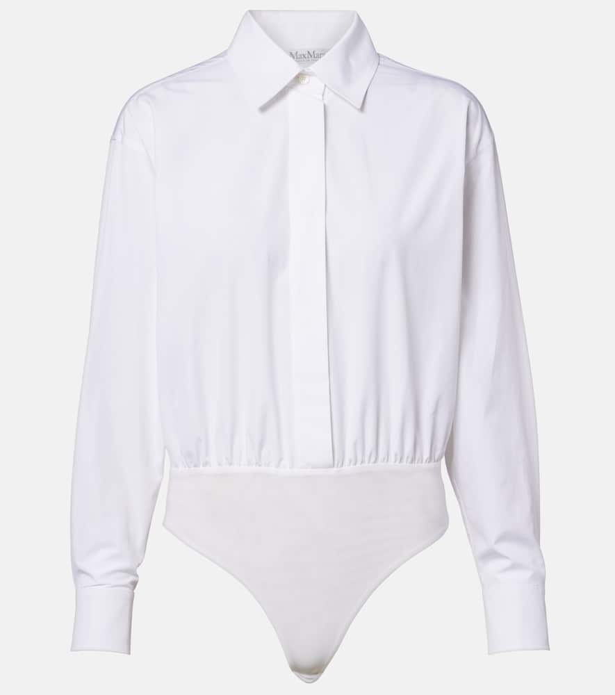 Aere cotton poplin and tulle bodysuit