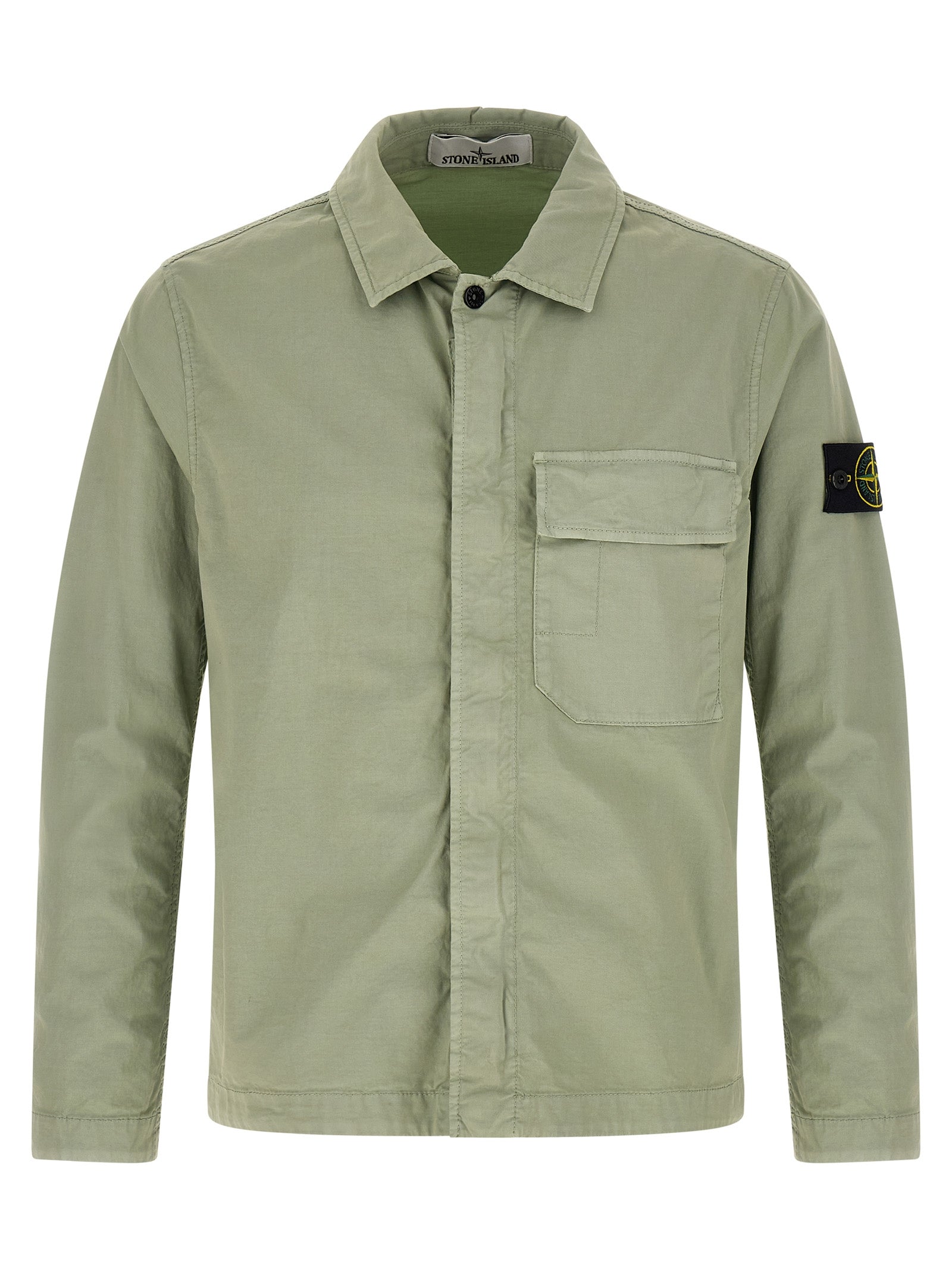 Garment-Dyed Cotton Twill Overshirt — Green