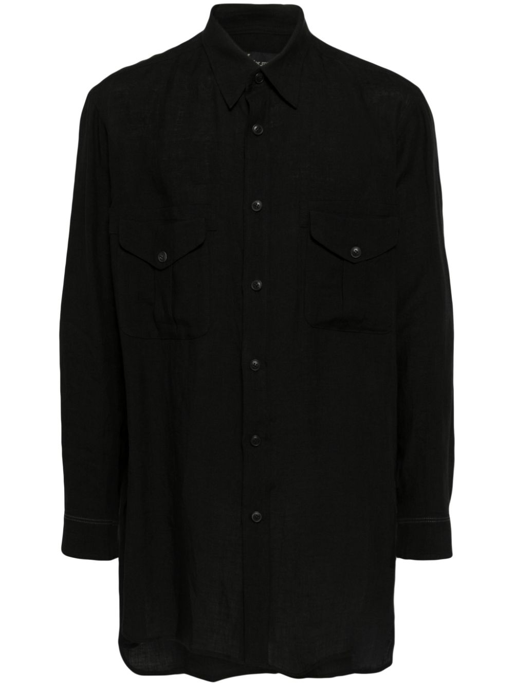 Long-sleeve flax shirt - Black