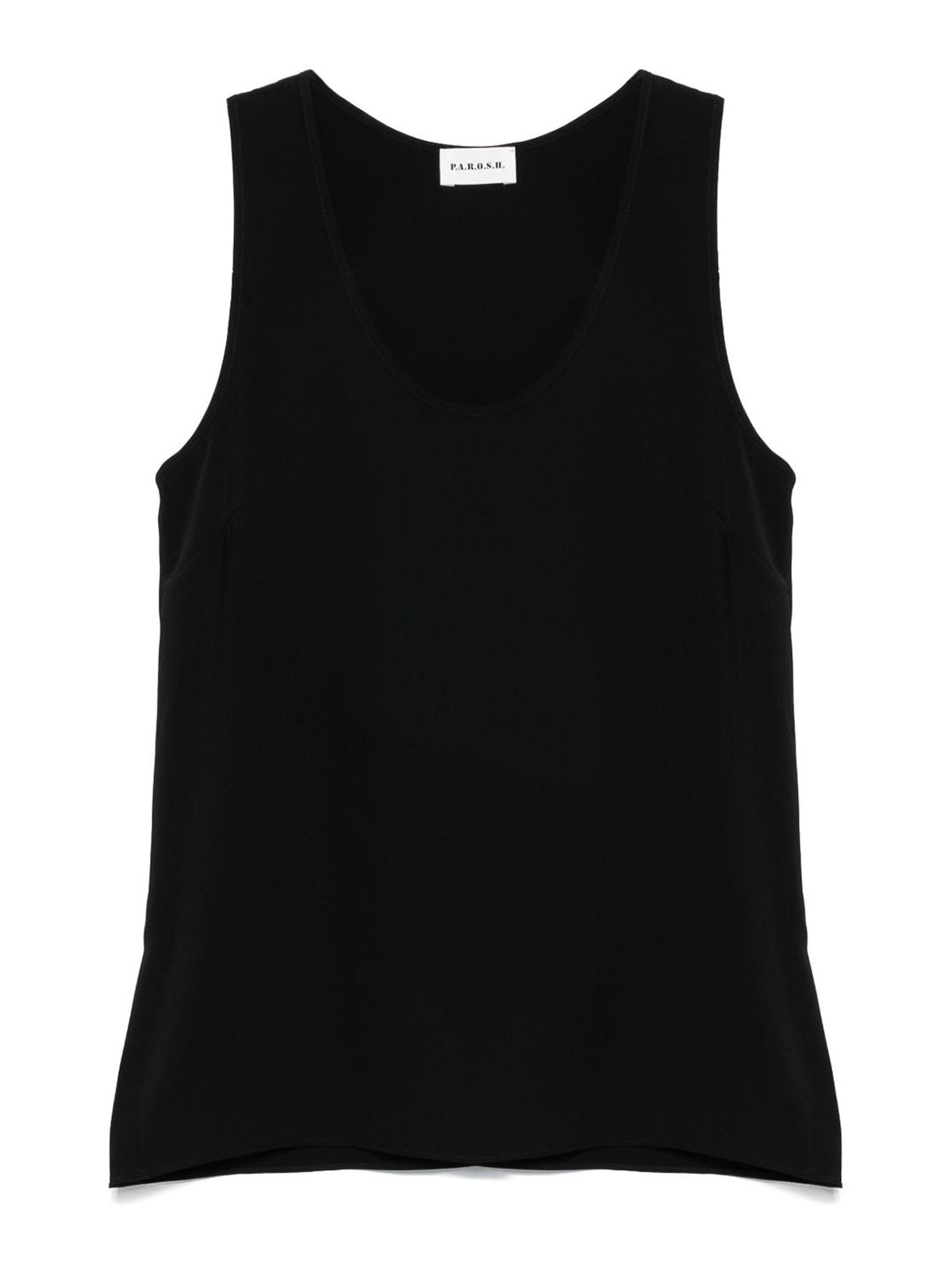 Black Sleeveless Top With Round Neck In Tech Fabric Woman