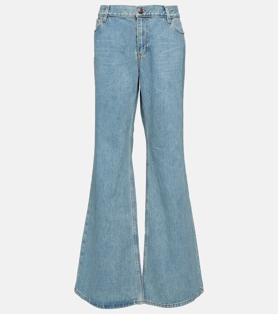 Low-rise flared jeans