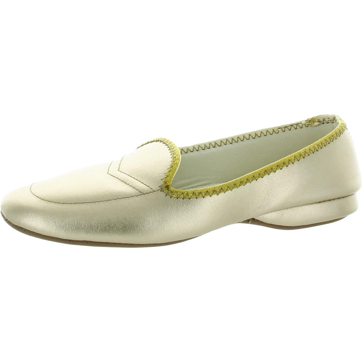 Meg Womens Leather Faux Fur lined Loafer Slippers