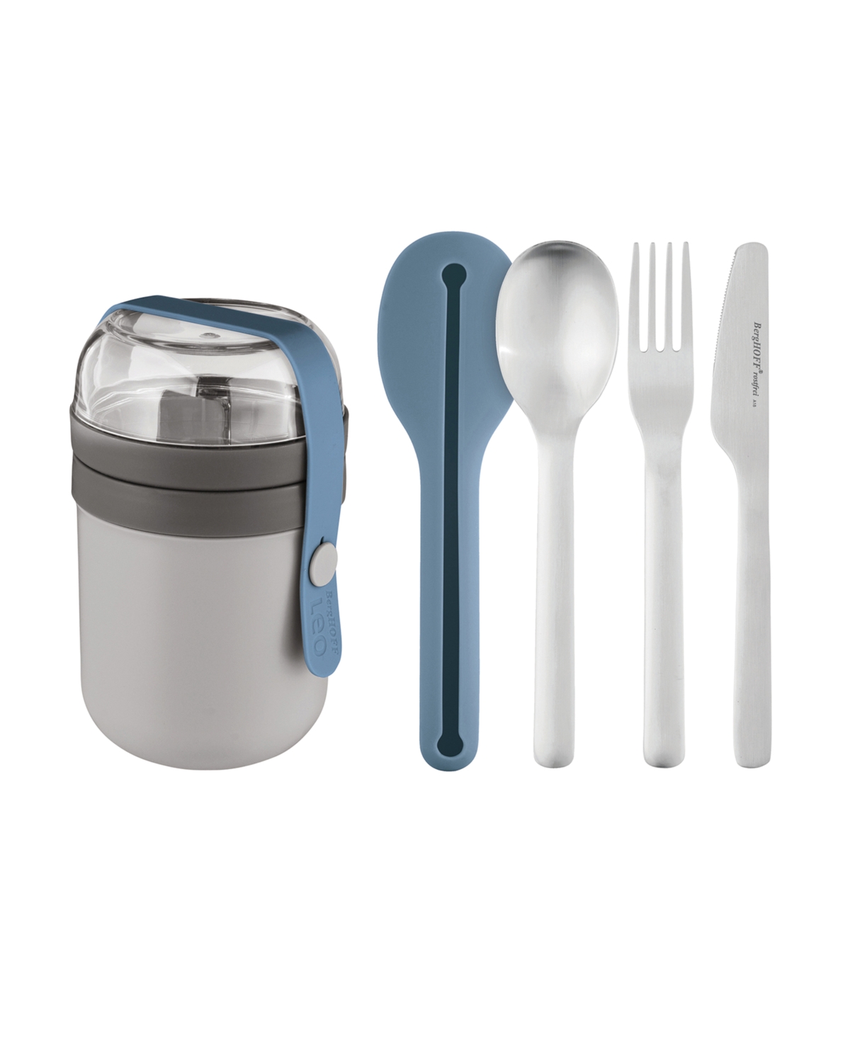 Leo to-Go Dual Lunch Box and Flatware Set - Blue