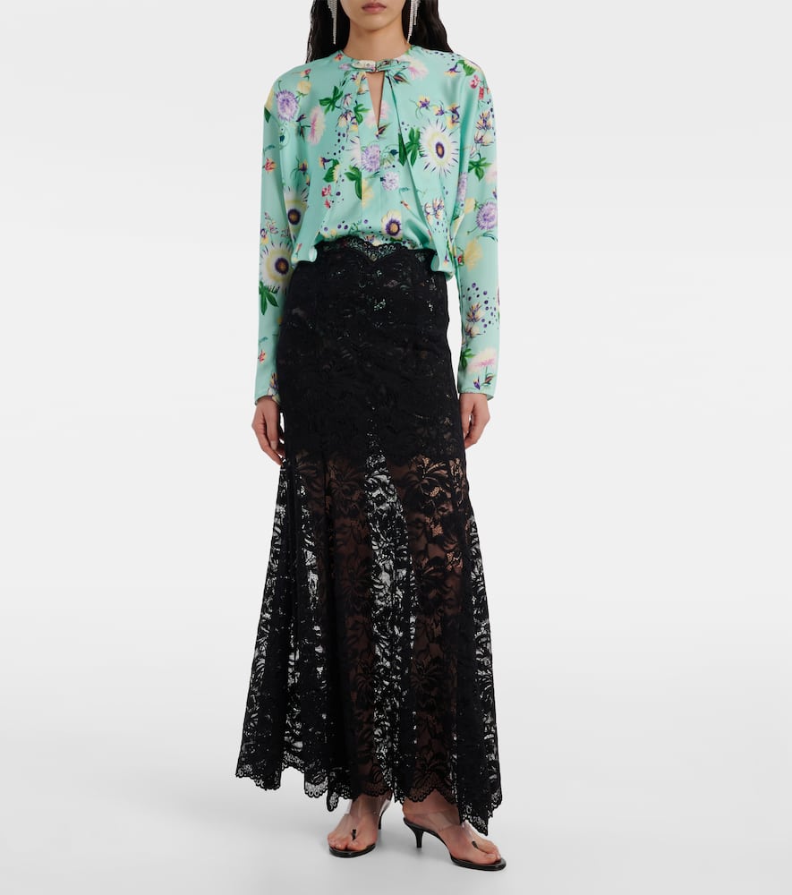 Layered floral satin blouse