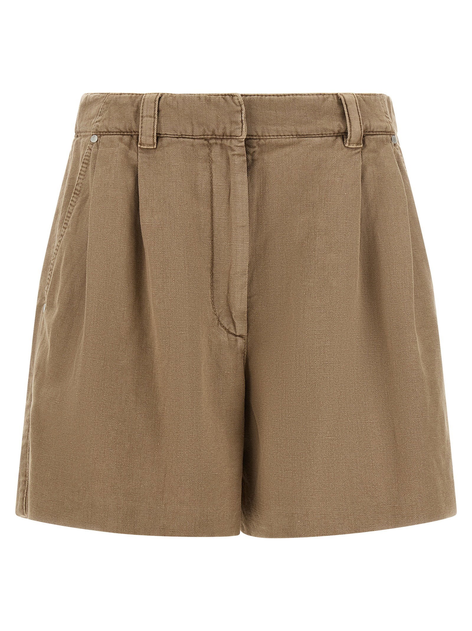 Garment-Dyed Cotton and Linen Shorts — Beige