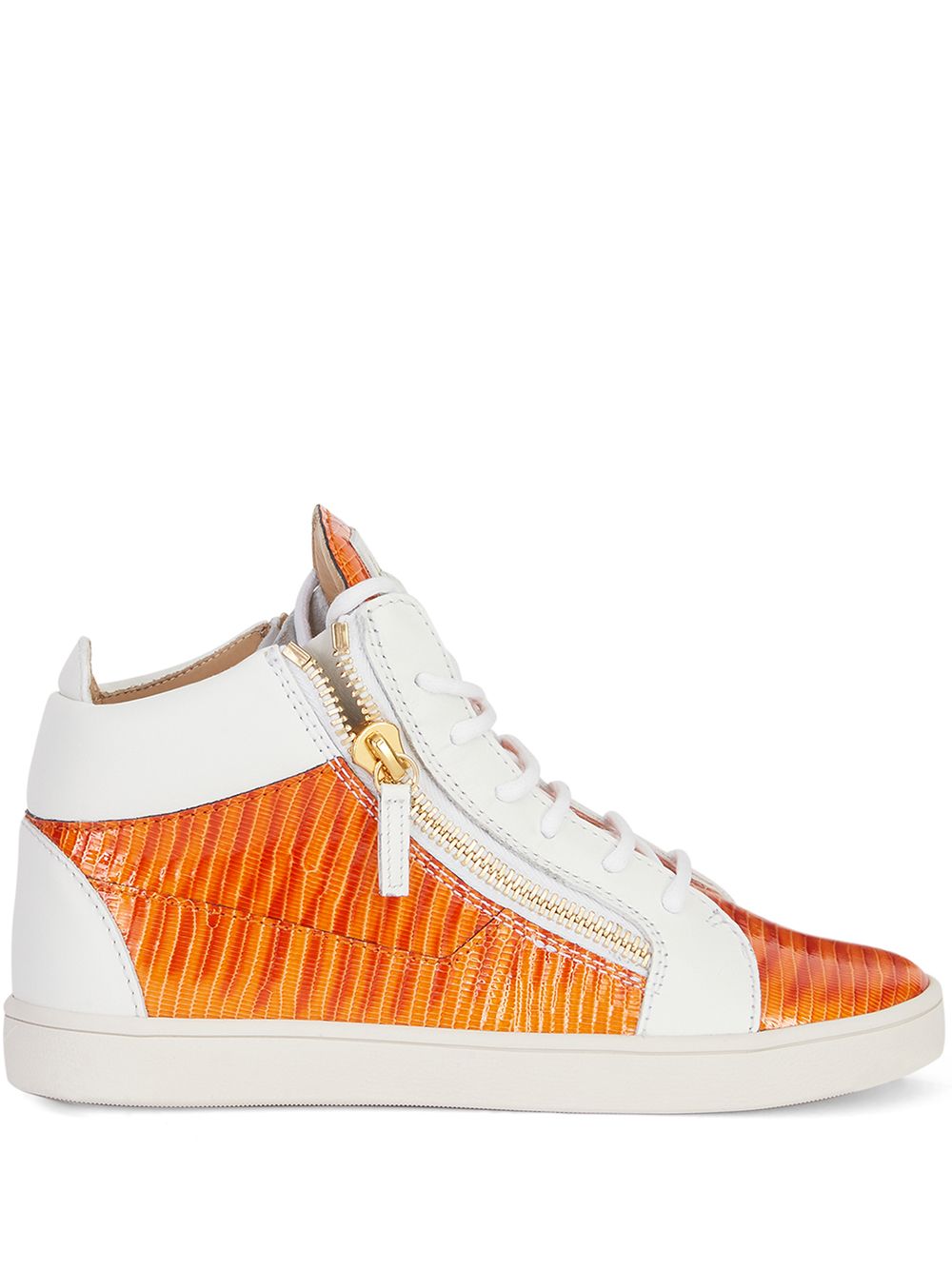 Kriss snakeskin-effect leather sneakers - White