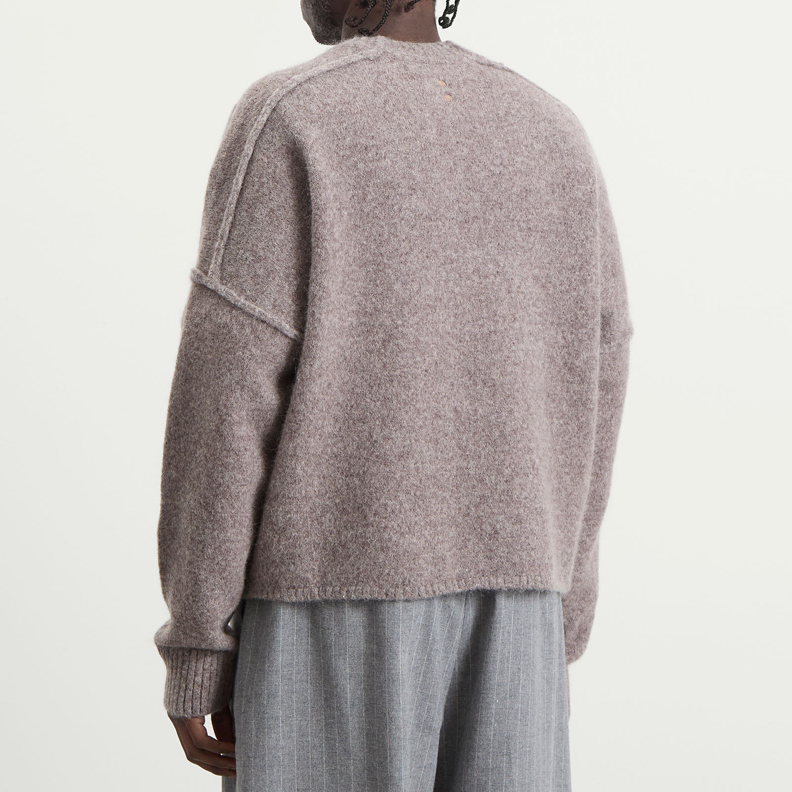 Men's Exposed Mock Neck Jumper in Biscuit