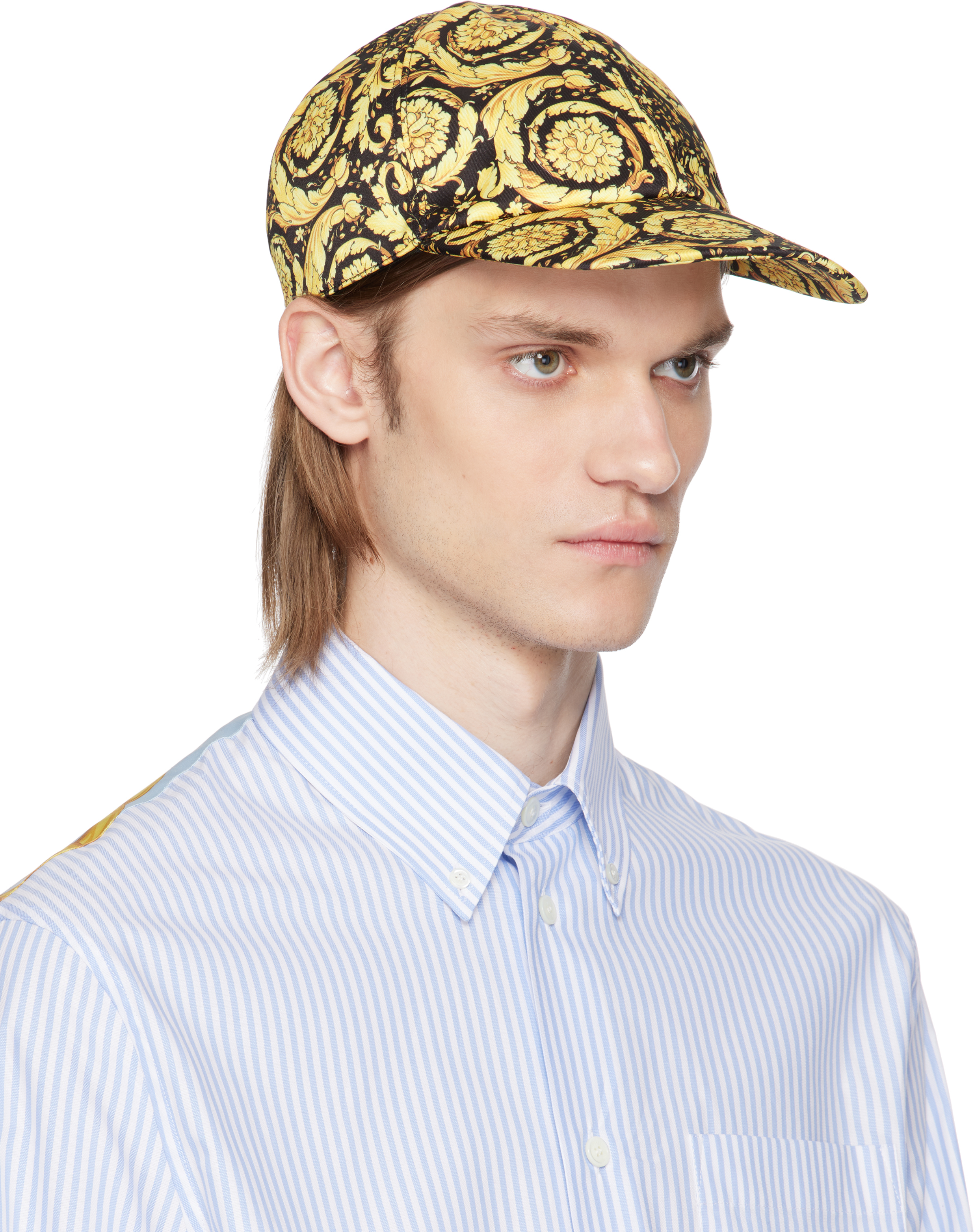 Versace Black & Gold Twill Barocco Baseball Cap