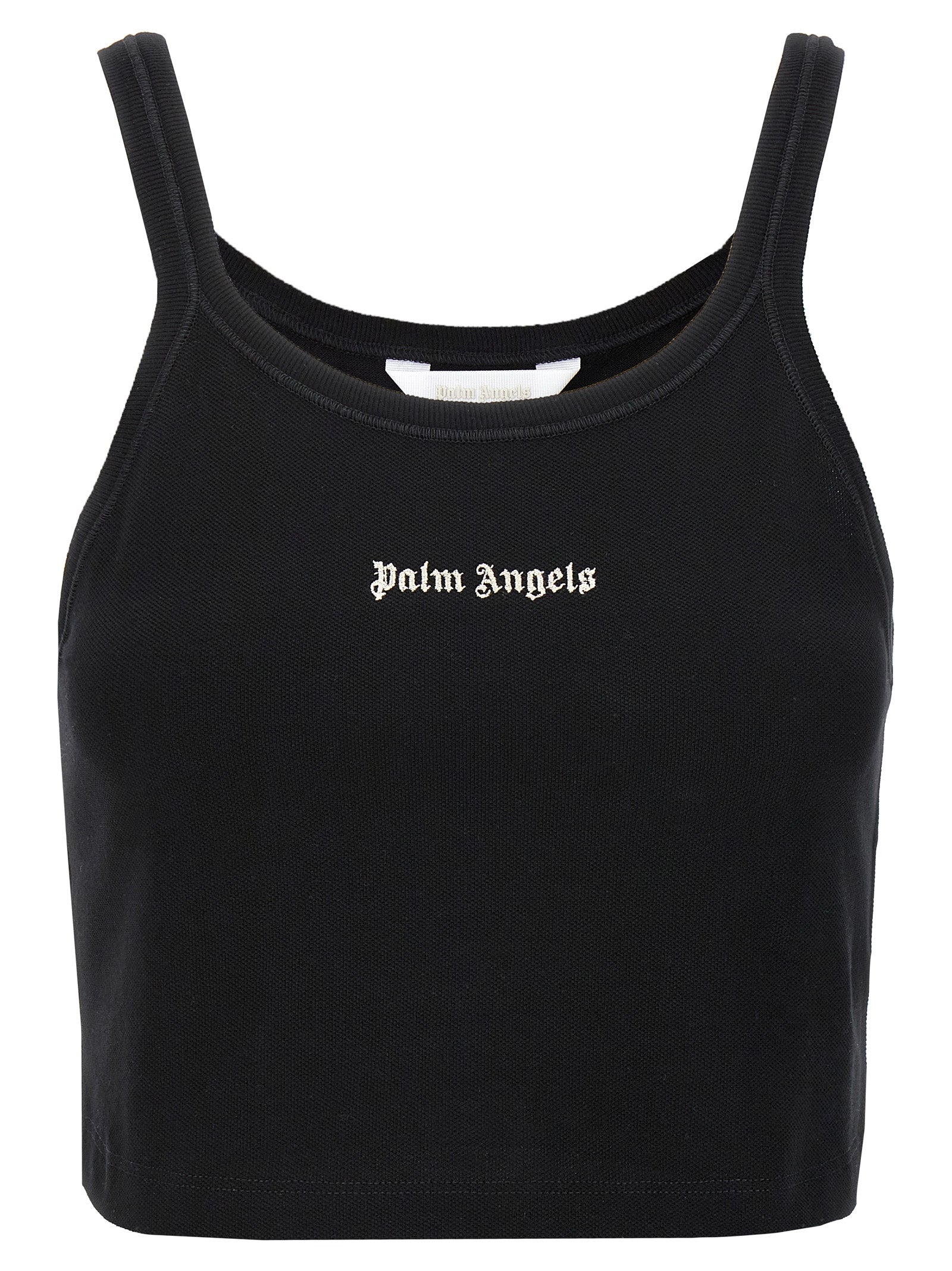 Logo-Embroidered Cotton Tank Top — Black
