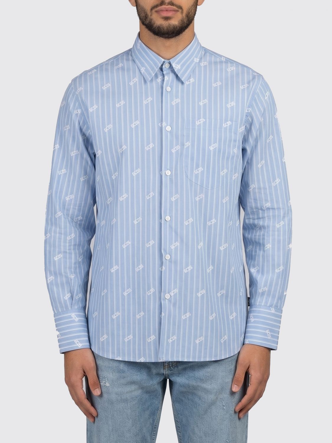 Shirt Men color Gnawed Blue