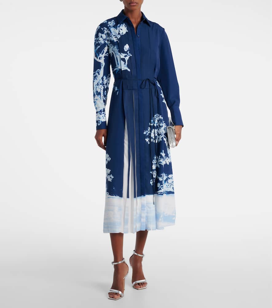 Belted printed midi dress