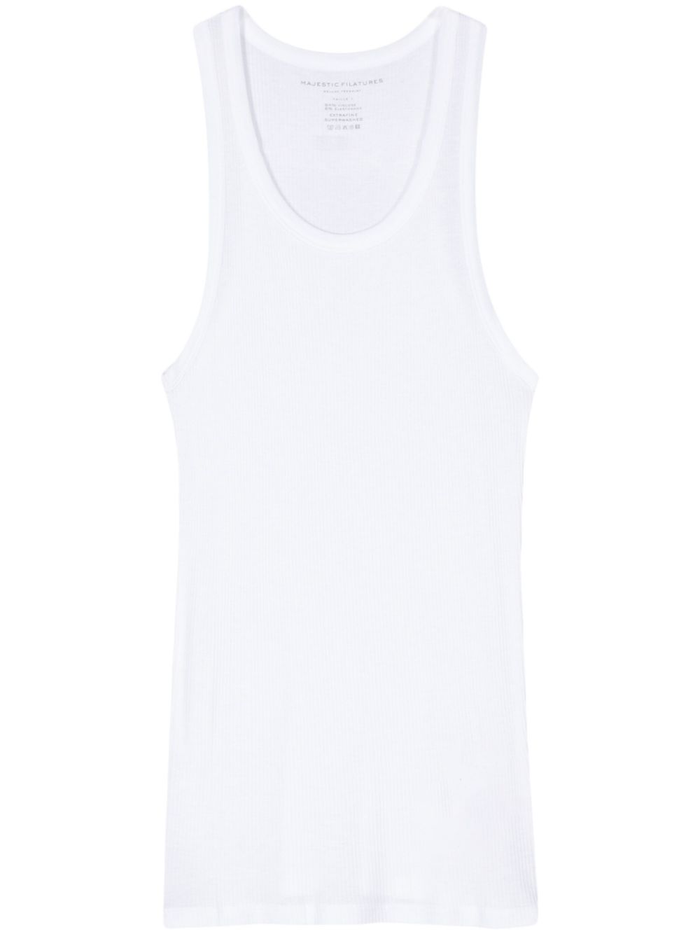 Semi-sheer fine ribbed tank top - White