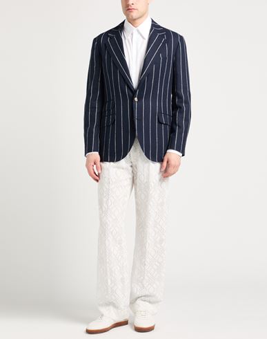Man Blazer Midnight blue Size 40 Linen, Cotton, Polyamide