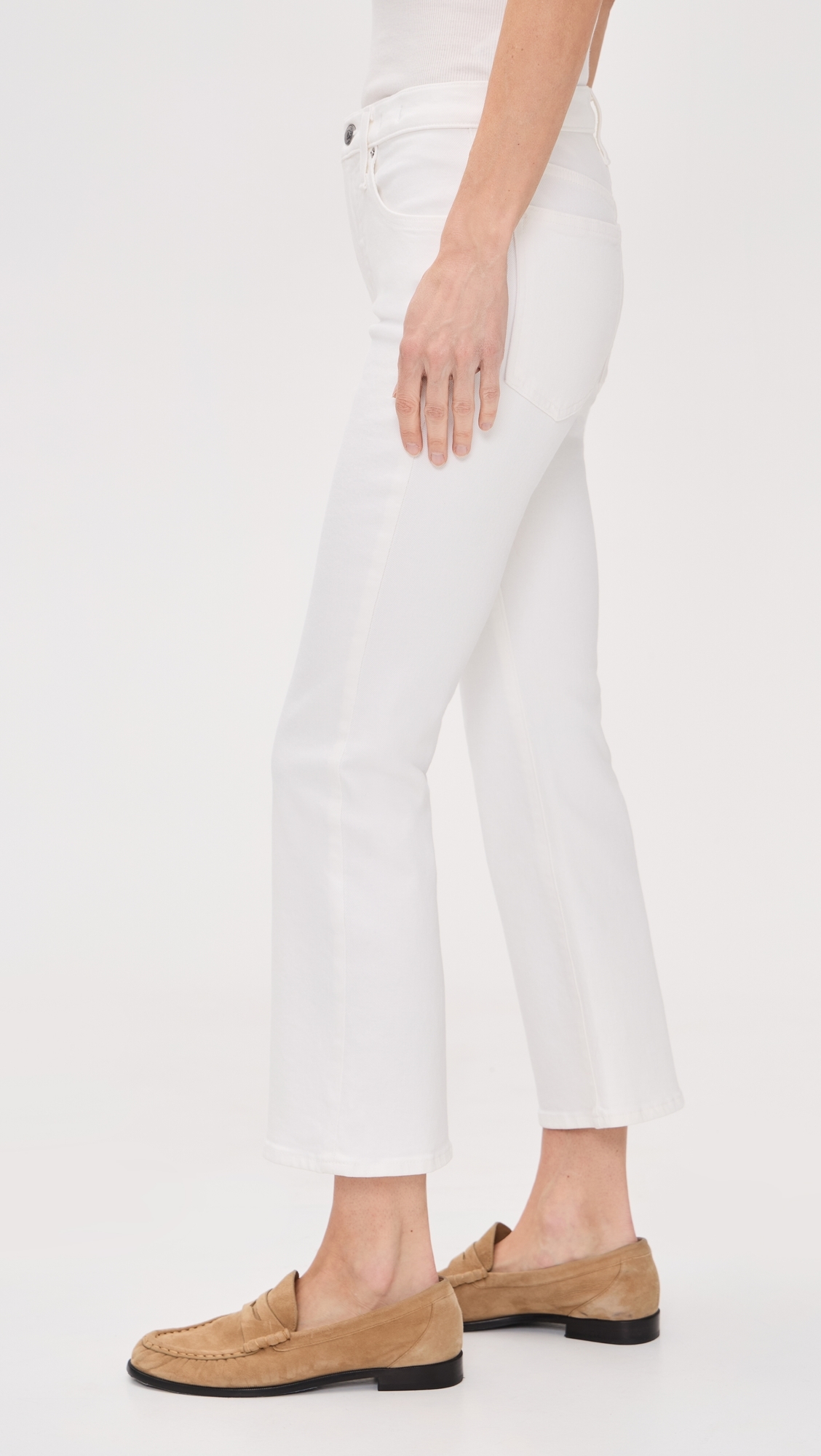 The Petite Stretch Flare Crop Jeans Tile White