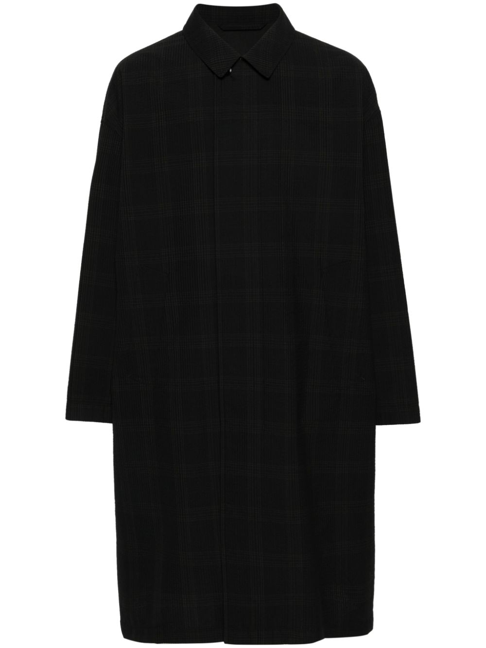 Checked wool coat - Black