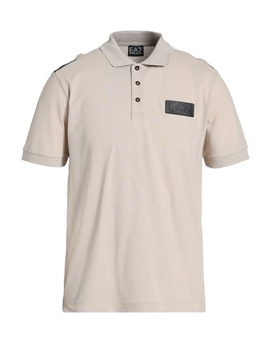 Man Polo shirt Beige Size L Cotton, Polyester, Elastane