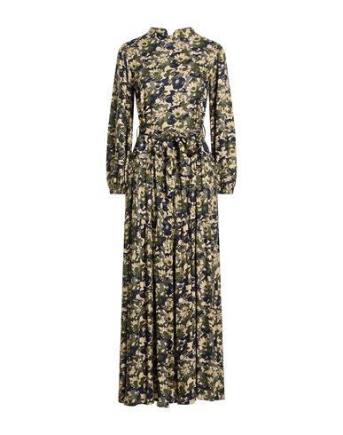 Woman Maxi dress Military green Size L Viscose