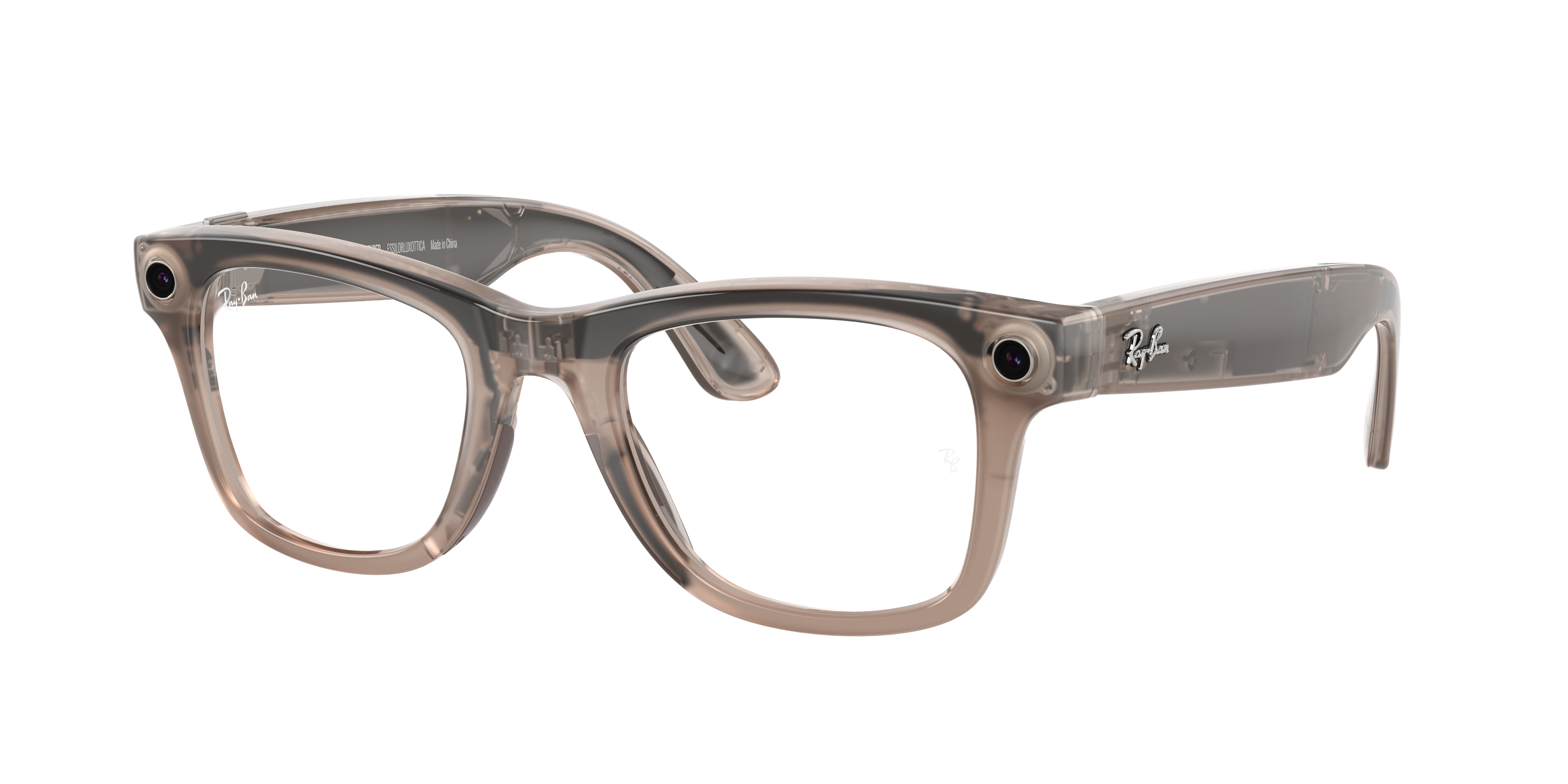 Ray-Ban Unisex Ray-Ban Meta Gen 1 Wayfarer - Frame color: Warm Stone, Lens color: Clear/Watermelon Red