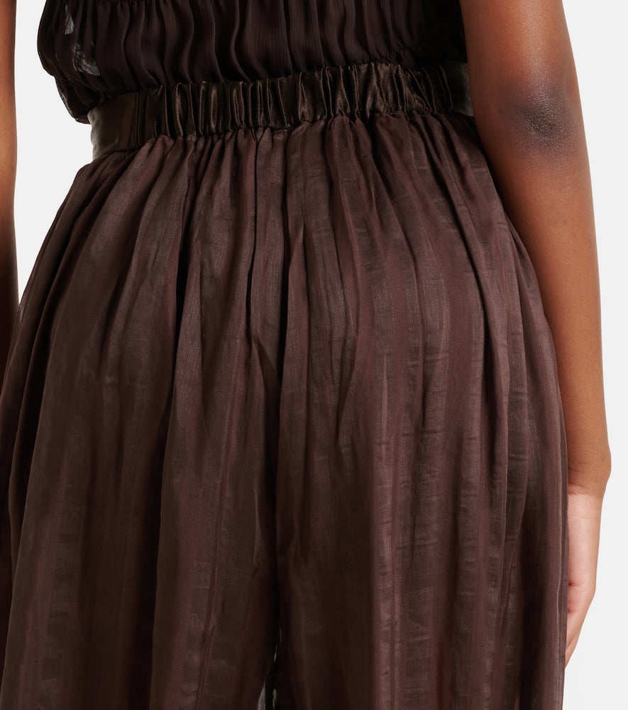 Striped silk-blend wide-leg pants