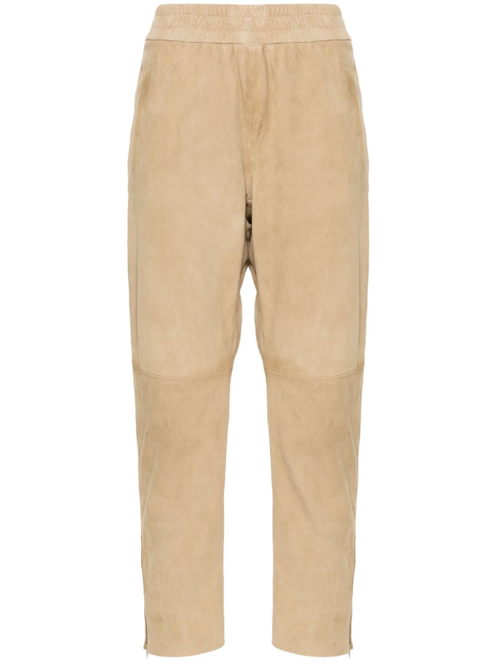 Slim-fit suede trousers - Neutrals