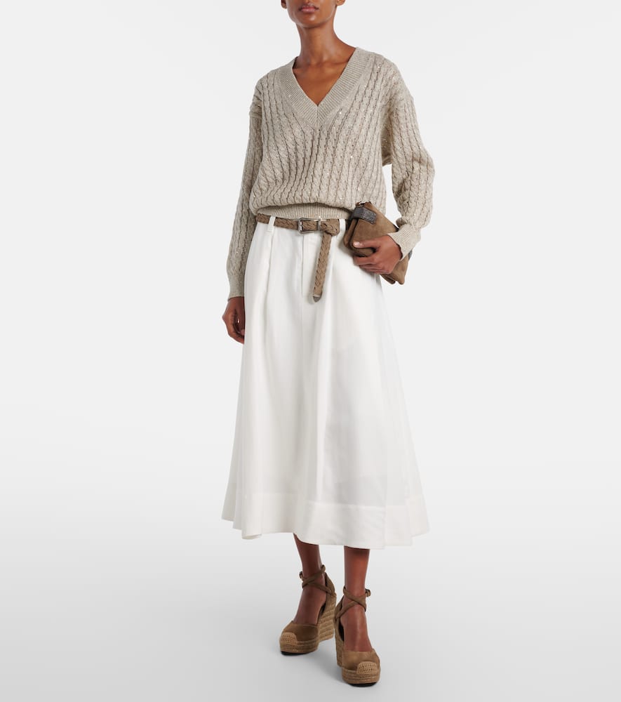 Sequined linen-blend sweater