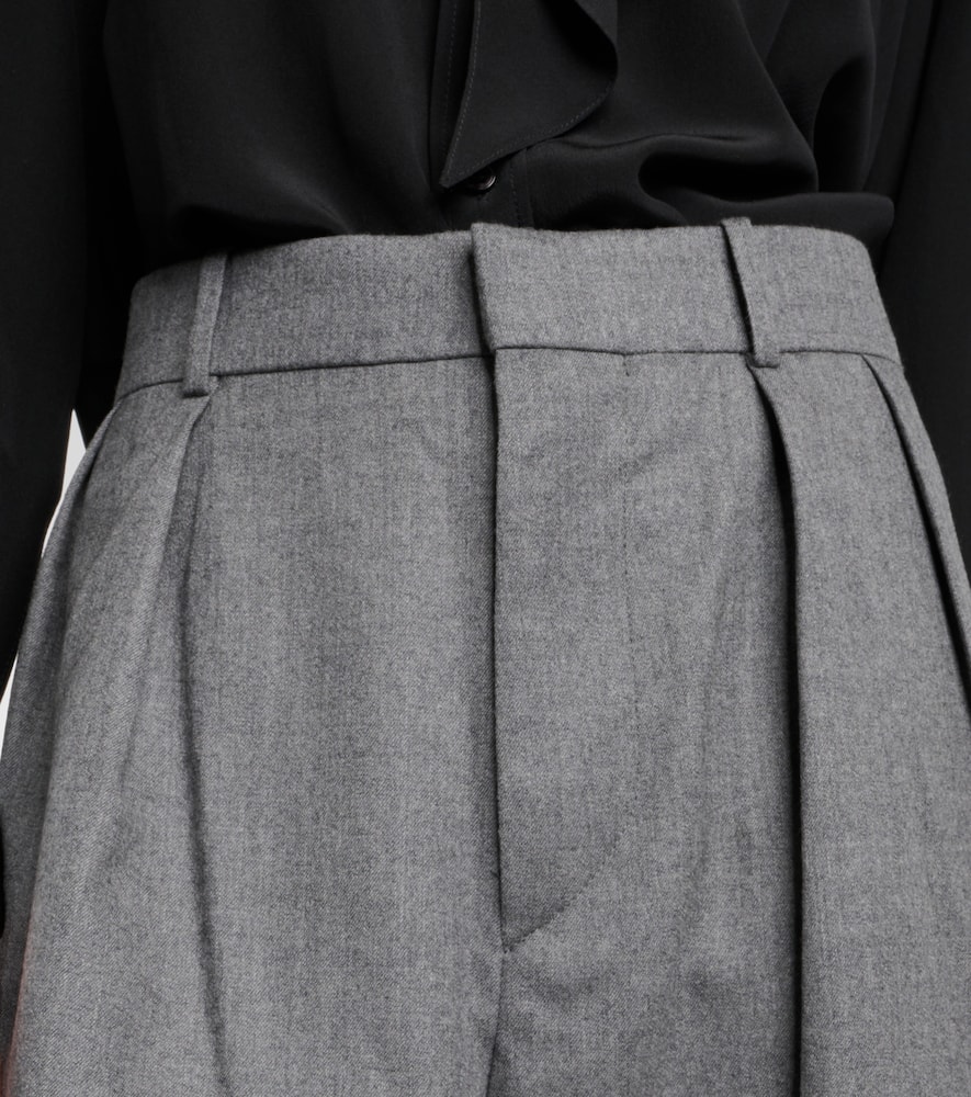 Low-rise wool flannel wide-leg pants